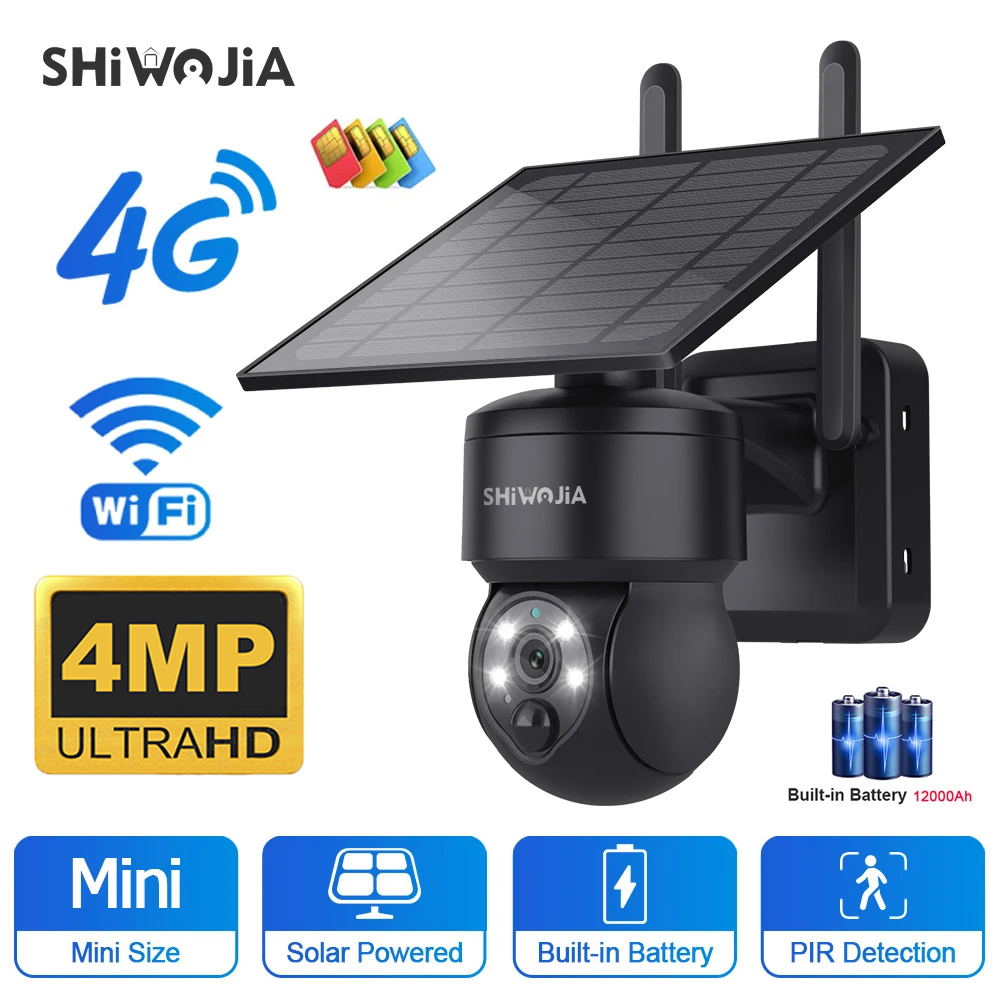 Smart Home Outdoor Camera - SHIWOJIA WIFI Wireless PTZ Solar Camera