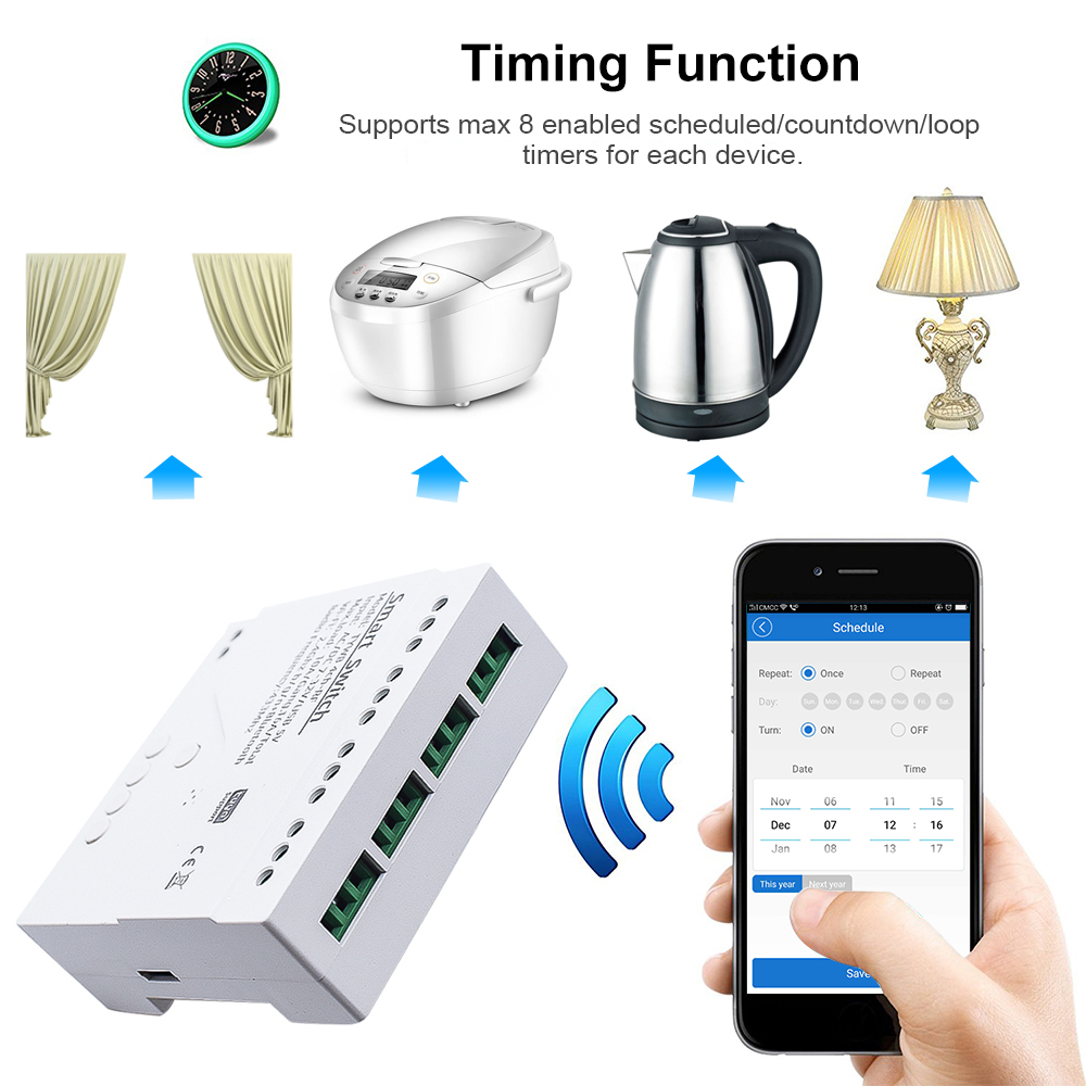 Wifi Smart Light Switch 4CH Md - Tuya Wifi Socket 评论和价格