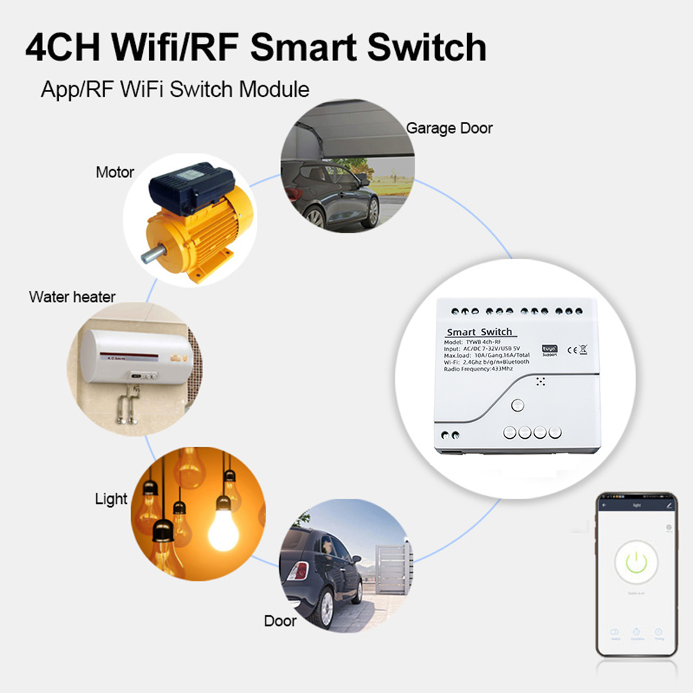 Wifi Smart Light Switch 4CH Md - Tuya Wifi Socket 评论和价格