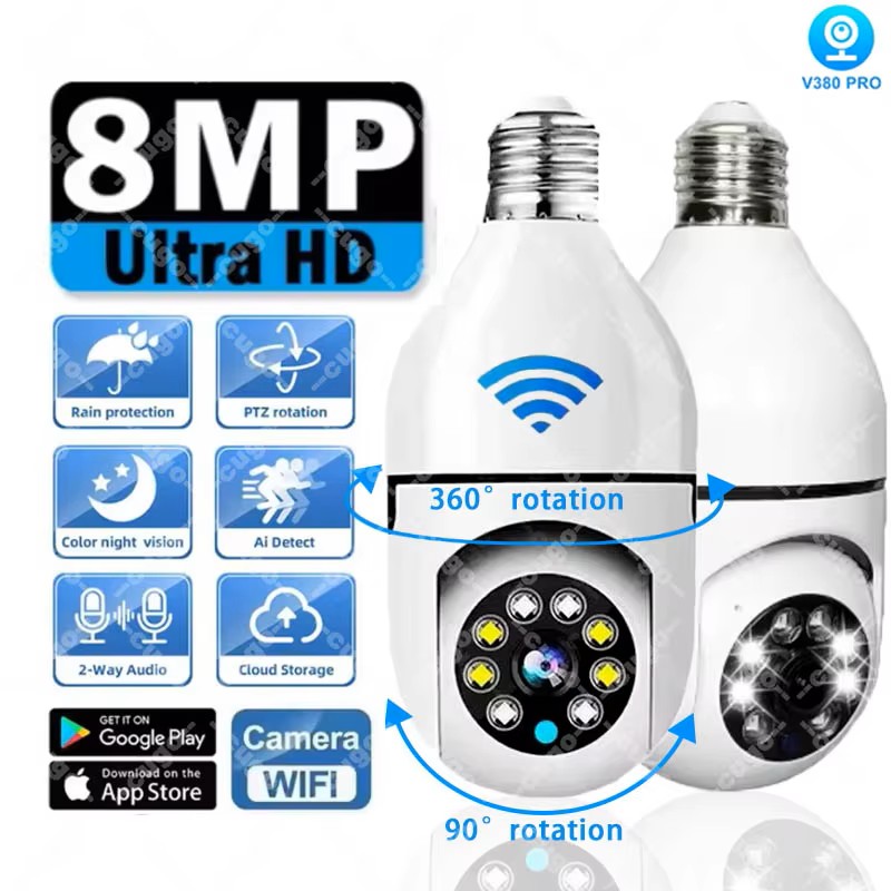 8MP E27 Bulb Surveillance Came - Smart Baby Night Light 评论和价格