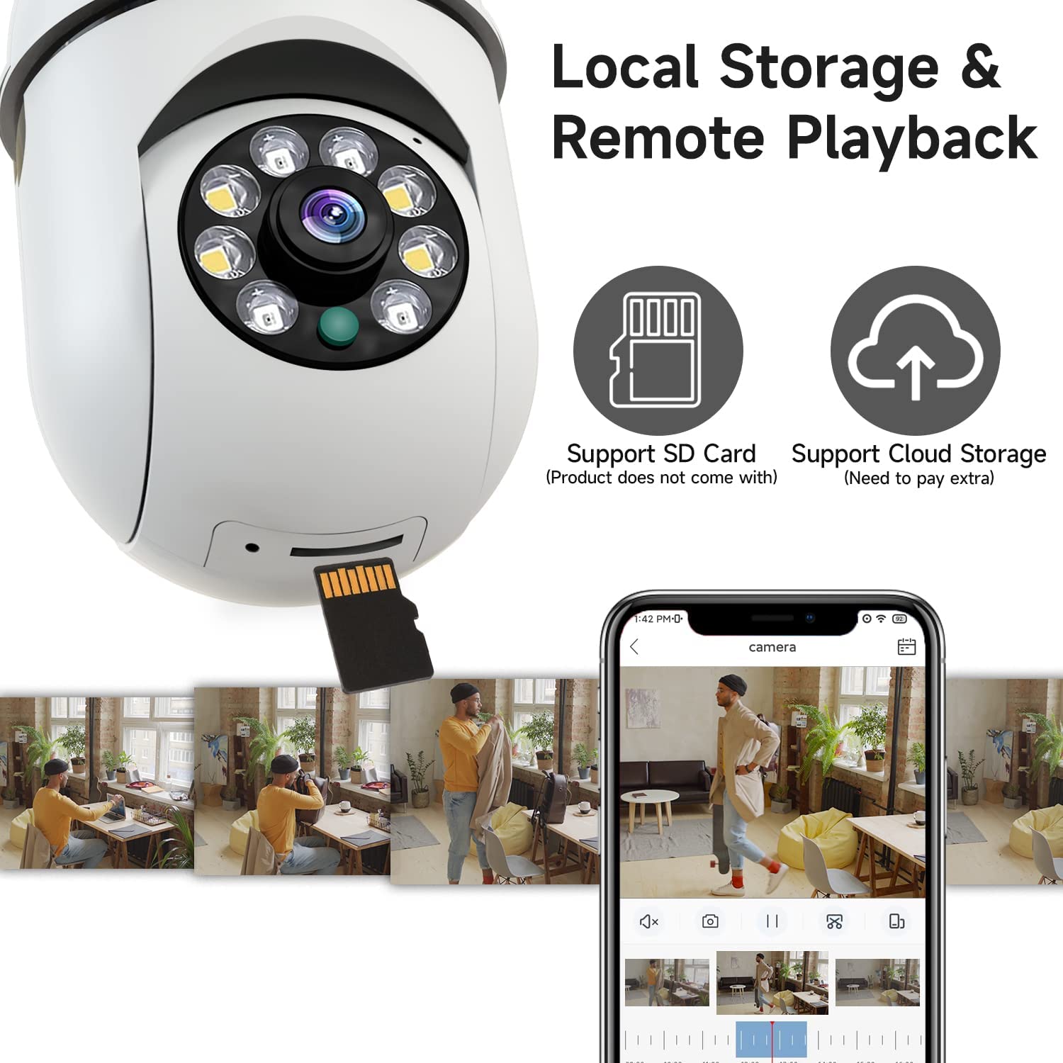 8MP E27 Bulb Surveillance Came - Smart Baby Night Light 评论和价格