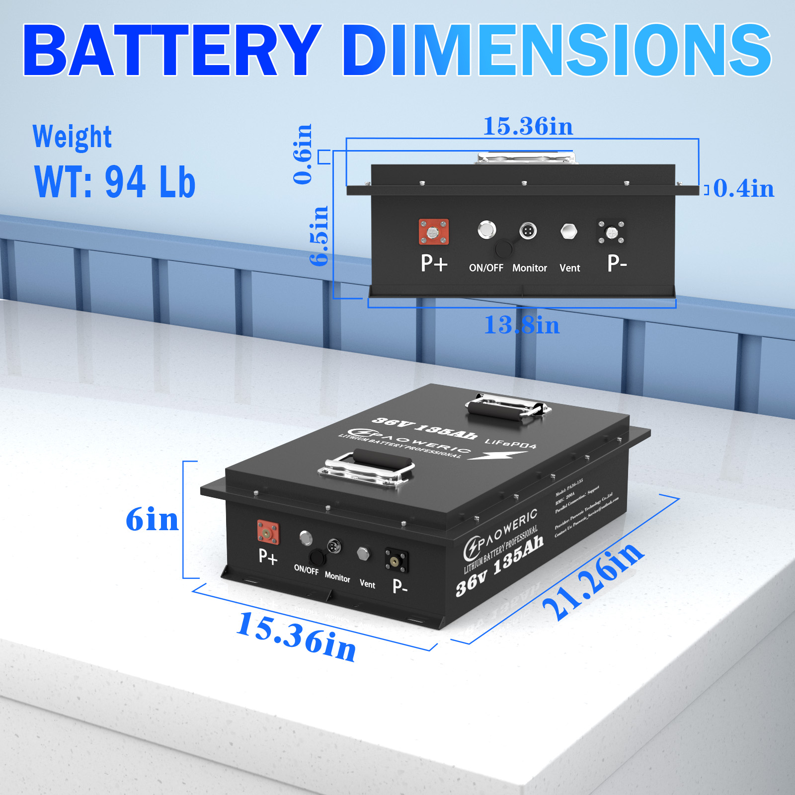 PAOWERIC 36V 135Ah Bluetooth L - Smart Energy Monitor 评论和价格
